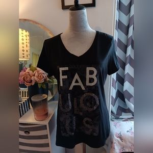 Black Gray Silver Glitter  Hanes Women's Short Sleeve V-Neck Graphic T-Shirt